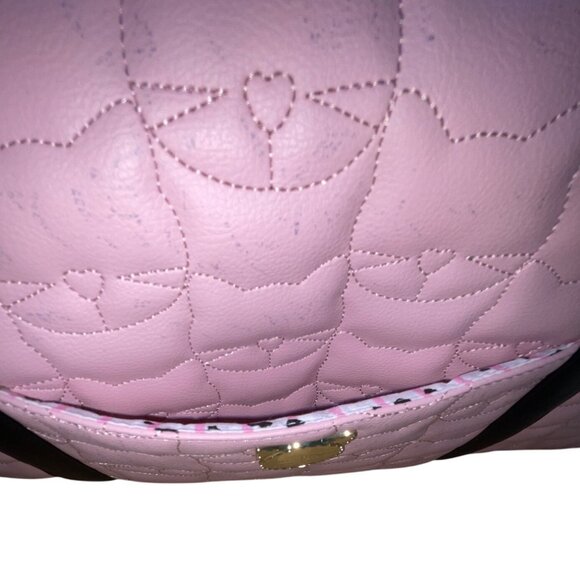 Luv Betsey Pink Quilted Cat Face With Shoulder Strap & Gold Accents Duffle Bag - Picture 14 of 15